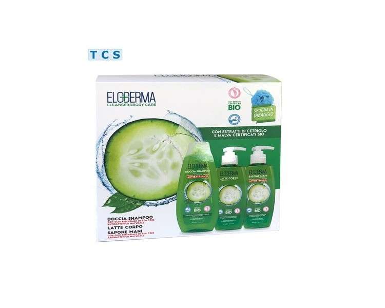 ELODERMA Cucumber & Mallow Gift Set Shower Shampoo Body Lotion + Hand Soap