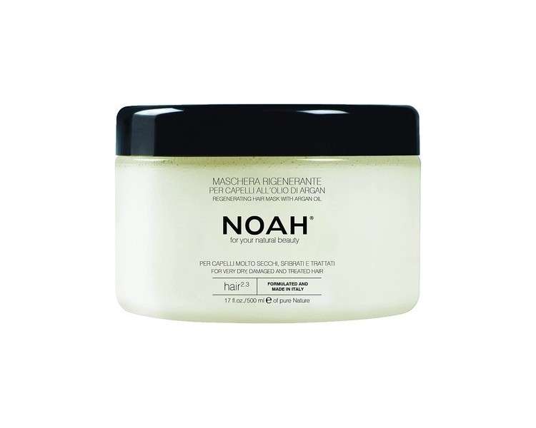 NOAH 2.3 Regenerating Mask with Argan Oil for Dry and Damaged Hair 500ml - Made in Italy - Cruelty Free, No SLS or Parabens - Nickel Tested