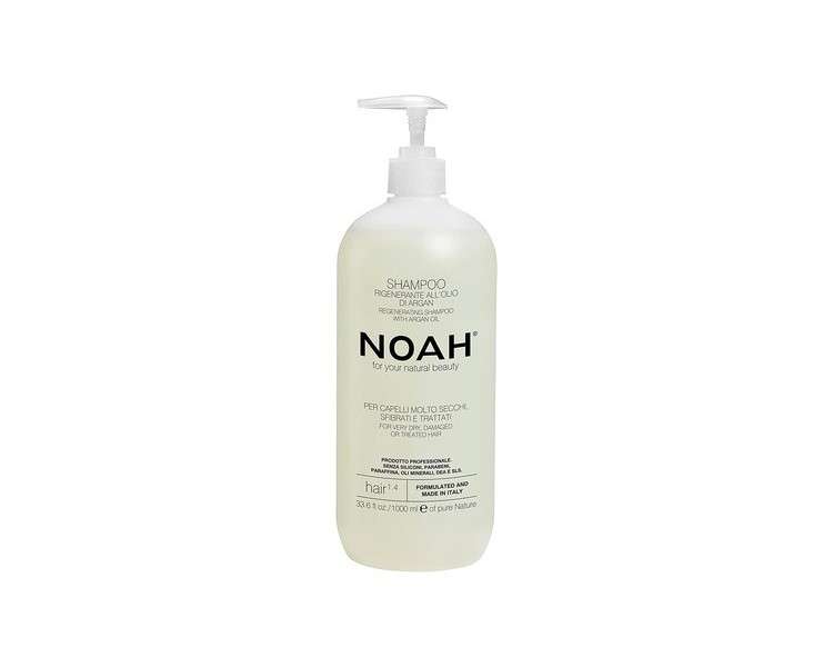 NOAH 1.4 Regenerating Shampoo with Argan Oil 1000ml - Made in Italy - Cruelty Free Nickel Tested