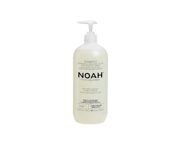 NOAH 1.2 Moisturizing Shampoo with Sweet Fennel and Wheat Protein 1000ml - Made in Italy - Cruelty Free Nickel Tested