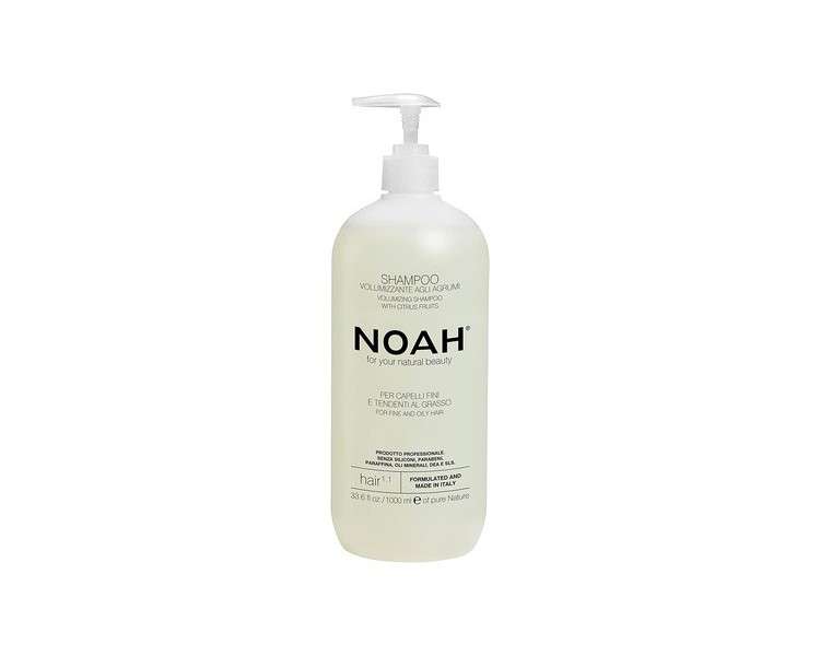 NOAH 1.1 Volumizing Shampoo with Citrus Fruits 1000ml - Made in Italy - Cruelty Free No SLS or Parabens - Nickel Tested