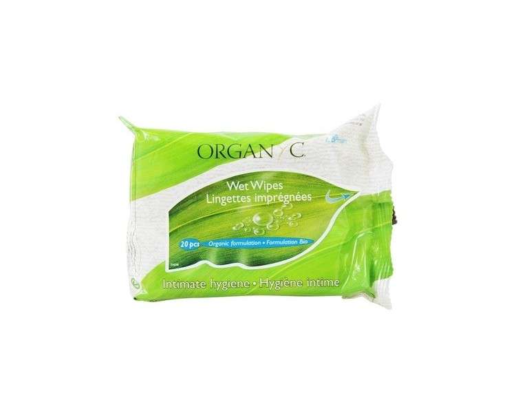 Organyc Organic Cotton Intimate Hygiene Wet Wipes 20 Pieces