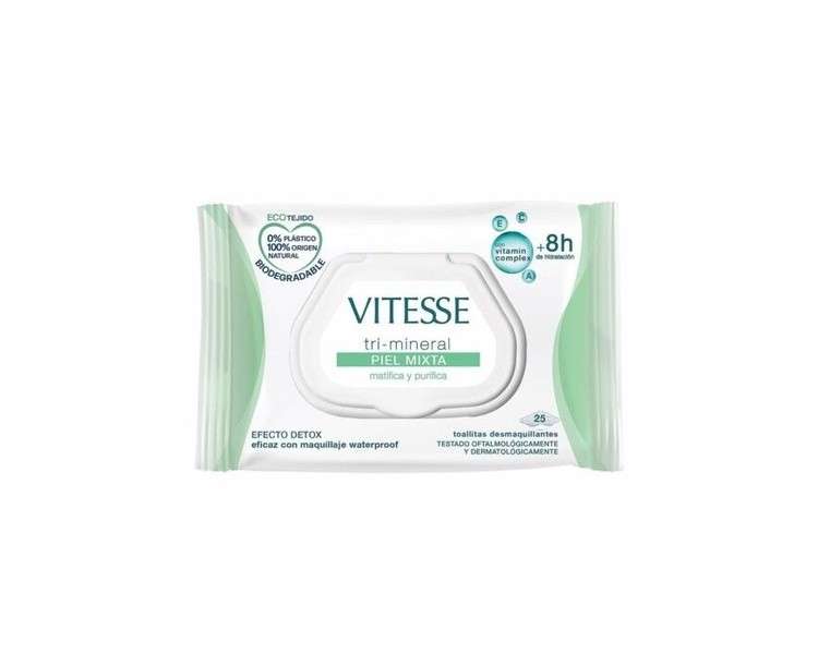 Vitesse Tri-Mineral Mixed Skin Makeup Remover Wipes 25 Units