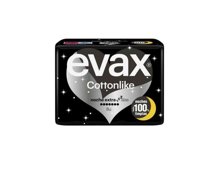 Hygiene Evax Cottonlike Night Extra Pads with Wings 8 Count