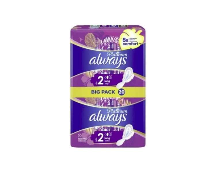 Always Platinum Long+ Women's Pad with Wings 40 Pieces