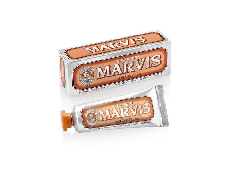 MARVIS Ginger Mint Toothpaste with Gentle Spicy Ginger and Mint 25ml - Travel Size with Fluoride