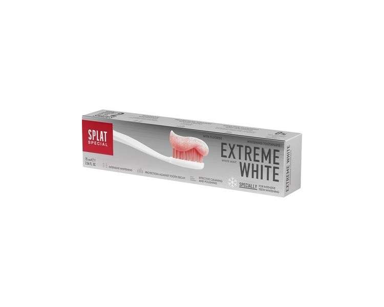 Splat Extreme White Whitening Toothpaste, With Fluoride, Mint Flavor 75 Ml