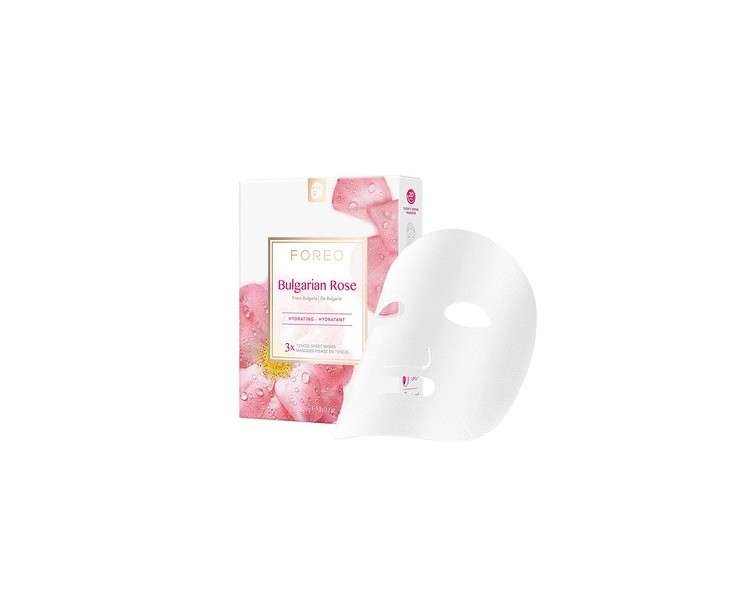 FOREO Bulgarian Rose Moisturizing Sheet Mask for Dry, Tired Skin 3 Pack - Clean and Nourishing Formula Compatible with UFO Devices