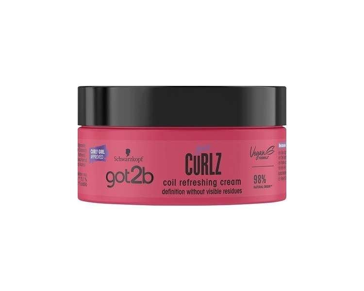 Schwarzkopf got2b Vegan Curl and Coil Refresher Hair Cream with Coconut Oil Castor Oil Argan Oil and Shea Butter 200ml