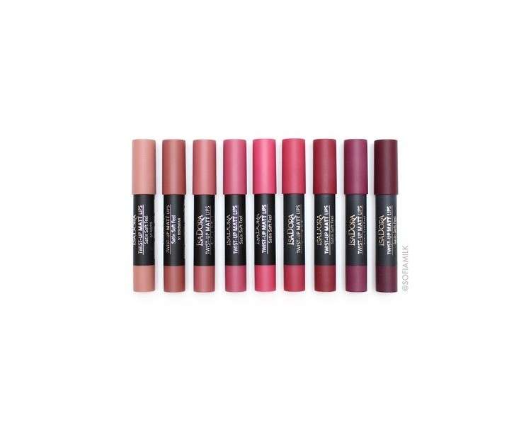 IsaDora Twist Up Matte Lipstick with Velvet Matte Finish Long-Lasting