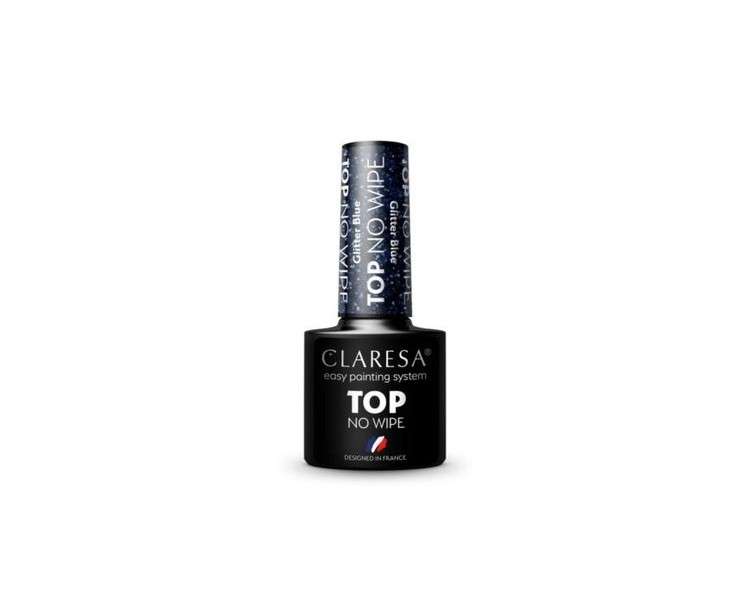 Claresa Top No Wipe Glitter Blue for UV Nail Polish 5ml