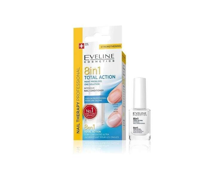 Eveline Cosmetics Nail Therapy Professional 8in1 Total Action Concentrated Hardening and Strengthening Polish Nail Serum 12ml