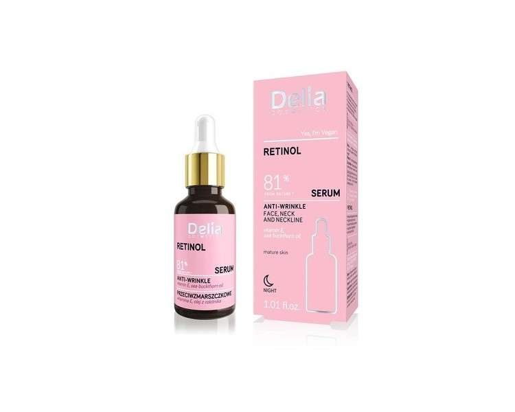 Delia Cosmetics Retinol Anti-Wrinkle Serum for Mature Skin 30ml