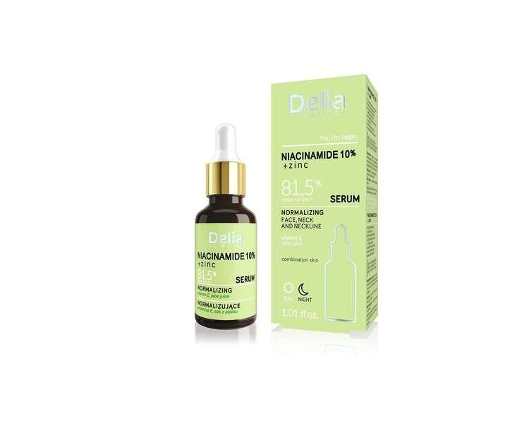 Delia Cosmetics Niacinamide 10% + Zinc Normalizing Serum for Combination Skin with Blemishes 30ml