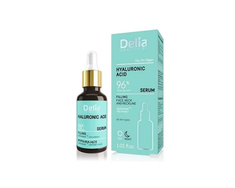 Delia Cosmetics Hyaluronic Acid Serum Anti-Aging Moisturizing Treatment for All Skin Types 30ml