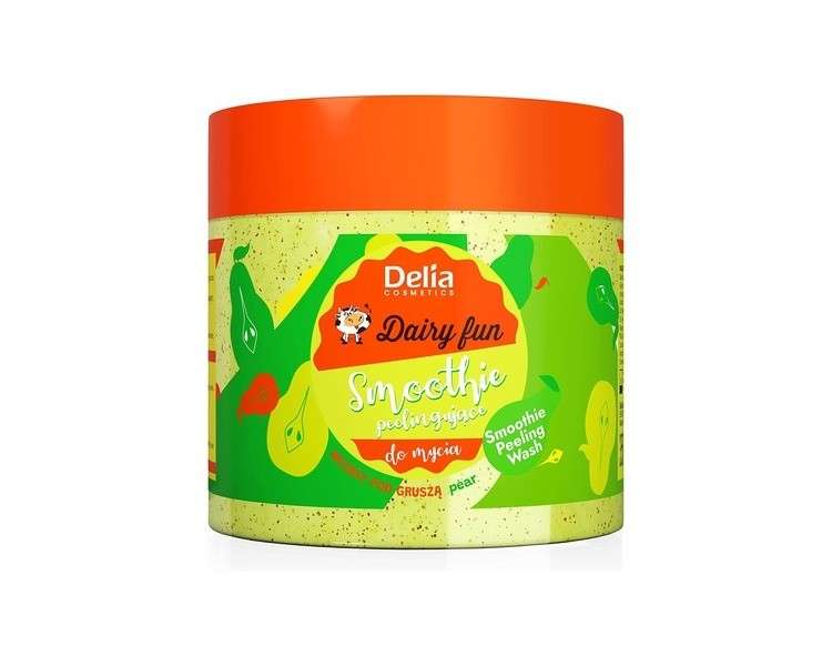 Delia Cosmetics Dairy Fun Body Peeling Smoothie 350g - Exfoliates, Smoothes, Moisturizes, Nourishes, and Firms with Intense Pear Scent