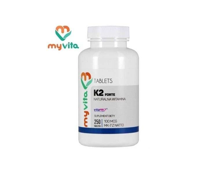 MYVITA Vitamin K2 MK-7 Forte 250 Tablets Non-GMO Best Price - FREE SHIPPING