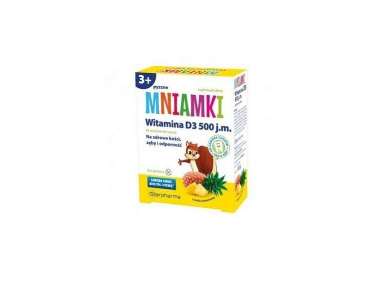 MNIAMKI Vitamin D3 Children's Immune System Healthy Bones Teeth 60 Chewable Tablets