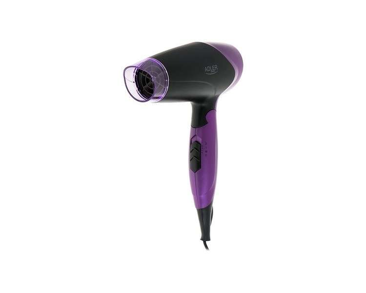 Adler AD 2260 Hair Dryer 1600W 18x12cm Black/Purple with 170cm Cable and Concentrator Nozzle