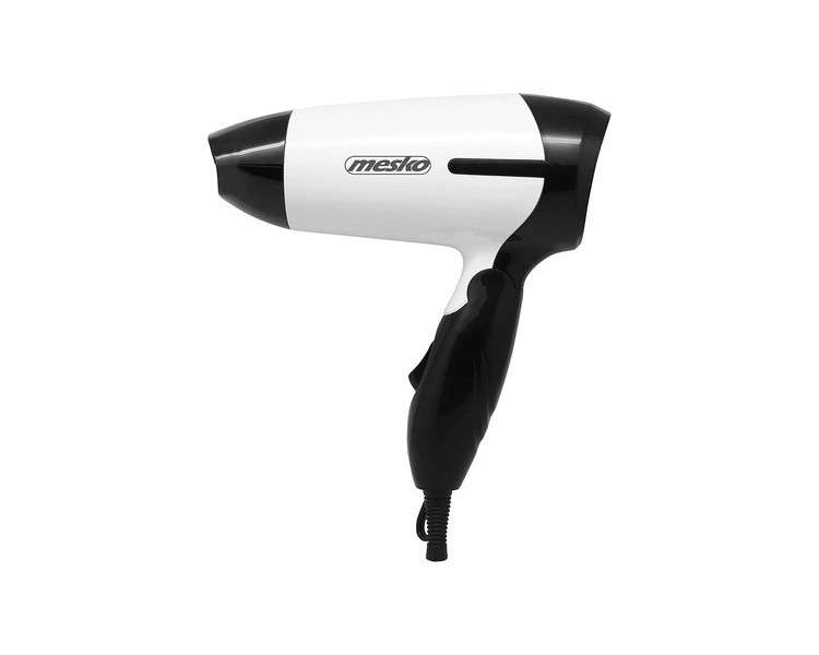 MESKO MS 2262 Hair Dryer 1200W with 2 Blowing Strengths and Foldable Handle - White/Black