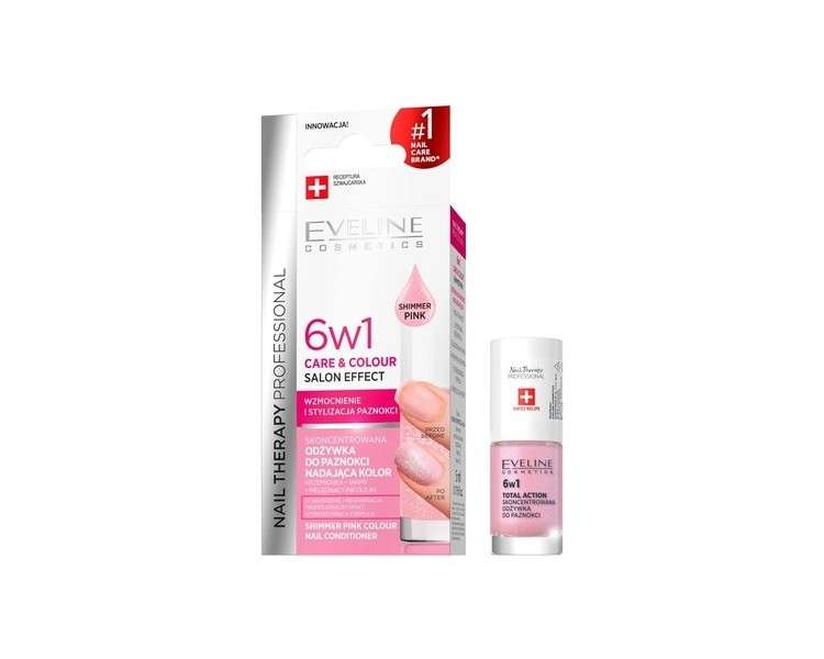 EVELINE Nail Therapy KRISTALLKLAR 6in1 Shimmer Pink