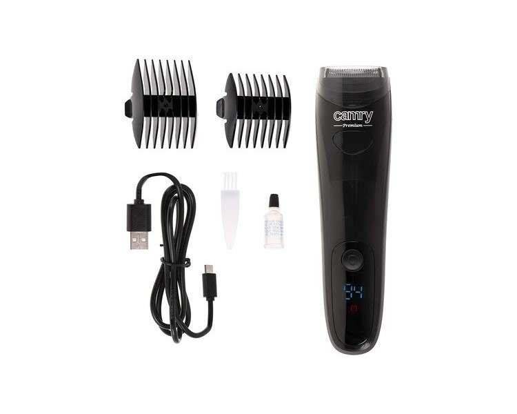 CAMRY CR 2833 Beard Trimmer with 2 Attachments and Micro-USB Charging LCD Display Precision Trimmer for Men Electric Shaver with Oil Cleaning Brush Cordless