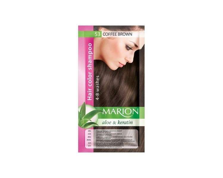 Marion Hair Dye Shampoo Semi-Permanent Colour with Aloe and Keratin 53 Coffee Brown