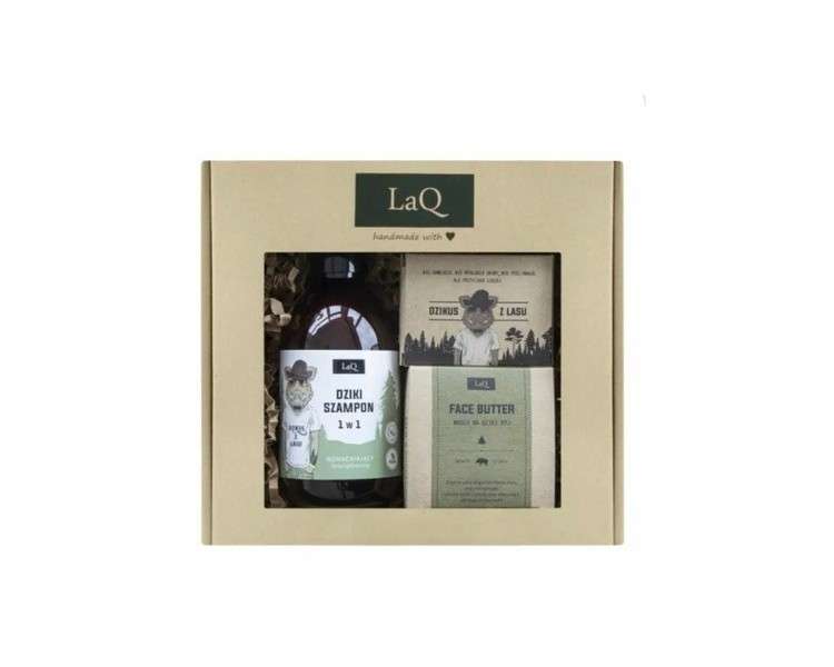 LaQ Wild Boar Men's Gift Set Shampoo 300ml, Butter 50ml, Soap Bar 85g