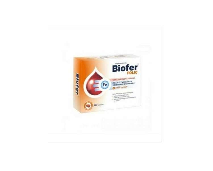 Biofer Folic Iron Supplement with Increased Absorption and Folic Acid for Blood and Pregnancy Support 60 Tablets