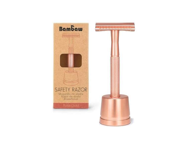 Eco Metal Razor Rose Gold with Stand for Women - Bambaw