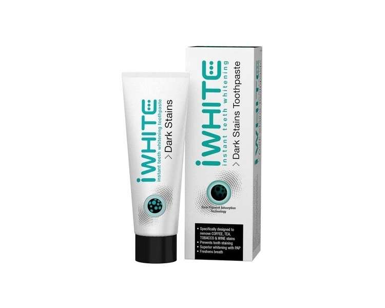 iWhite Dark Stains Teeth Whitening Toothpaste with Activated Charcoal 75ml