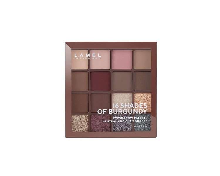 Lamel Eyeshadow Palette 16 Burgundy Shades N. 16-4 Universal Colors for All Skin Tones and Types - Cruelty-Free