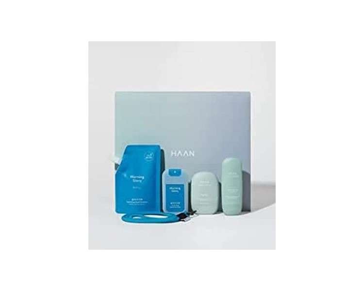 HAAN Aquamarine Gift Pack Hand Cleaner 30ml + Refill Bag 100ml Hand Cream 50ml Toothpaste 55ml - Refills