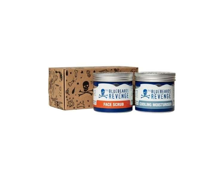 The Bluebeards Revenge Shower Essentials Set Vegan Friendly Gift Set with Face Scrub and Cooling Moisturiser - 2 Piece Travel Set