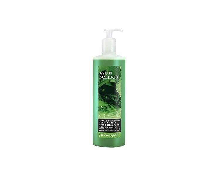 Avon Senses Jungle Rainburst Sage and Sandalwood Scent Men's Hair and Body Shampoo 720ml