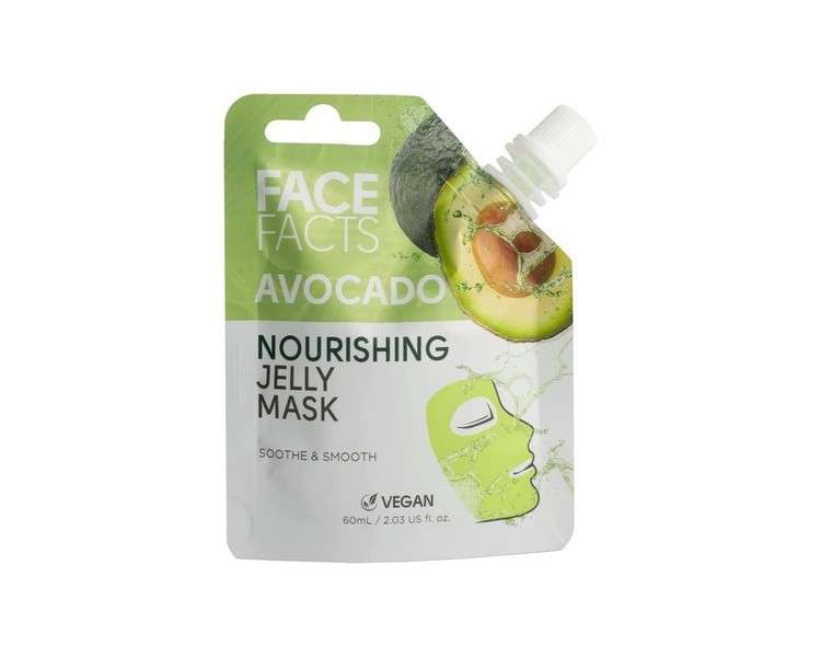 Face Facts Avocado Jelly Mask Nourishing and Soothing Skin 2 in 1 Mask and Cleanser 60ml