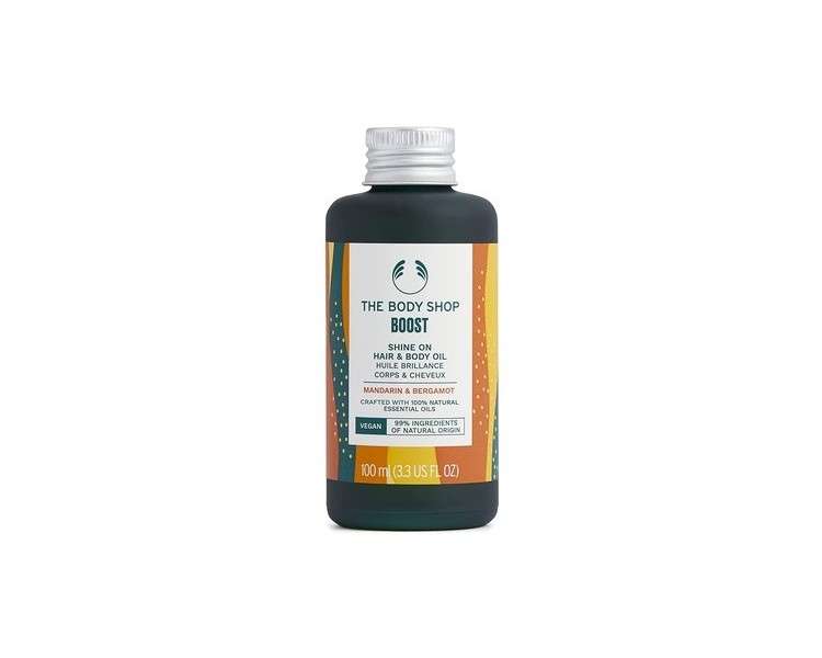 The Body Shop BOOST Shine on Hair & Body Oil Mandarin & Bergamot with 100% Natural Essential Oils 100ml