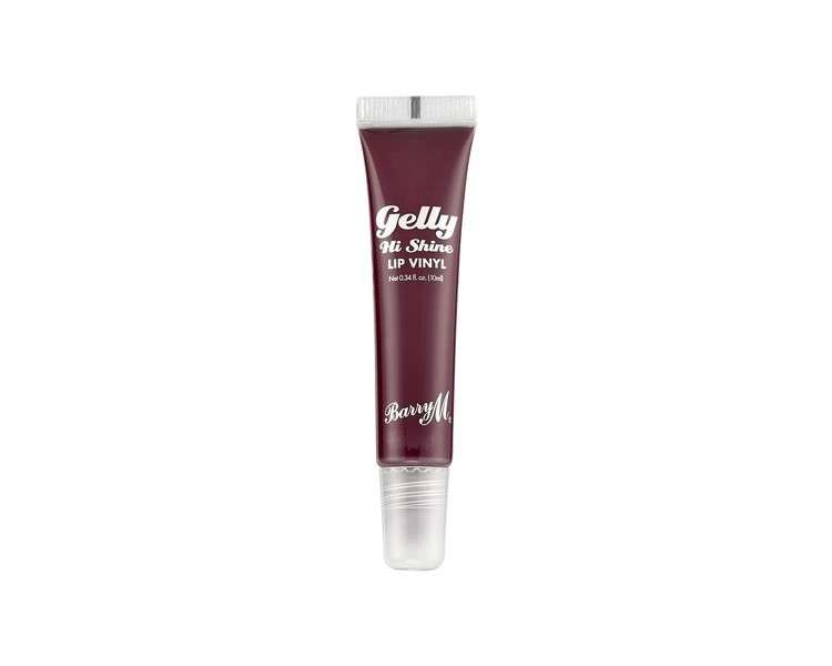 Barry M Gelly Hi Shine Lip Vinyl Gloss Alluring Deep Cherry Red Glossy Finish 10ml