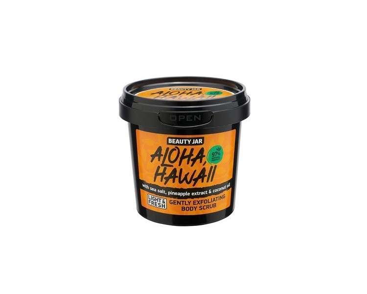 Beauty Jar Aloha Hawaii Gently Exfoliating Body Scrub 7.05 Oz (200g) with Sea Salt, Pineapple Extract, and Coconut Oil