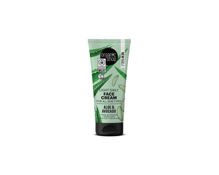 Organic Shop Light Daily Face Cream for All Skin Types Avocado and Aloe 50ml