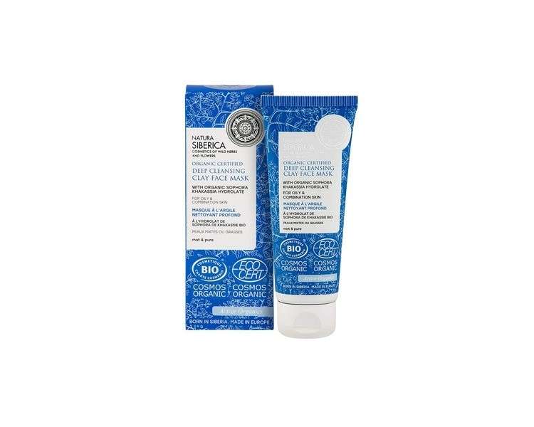 Natura Siberica Bio-Certified Deep Cleansing Clay Face Mask for Oily and Combination Skin 75ml