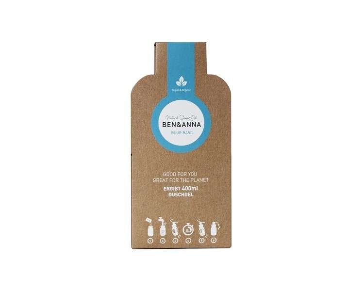 Ben&Anna Blue Basil Shower Gel Certified Natural Cosmetics in Compostable Paper Packaging - Made with Love in the EU