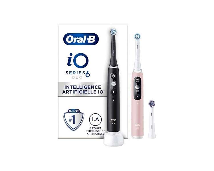 Oral-B Io 6 Electric Toothbrushes, Pack Of 2, Black And Pink, Sleeves With