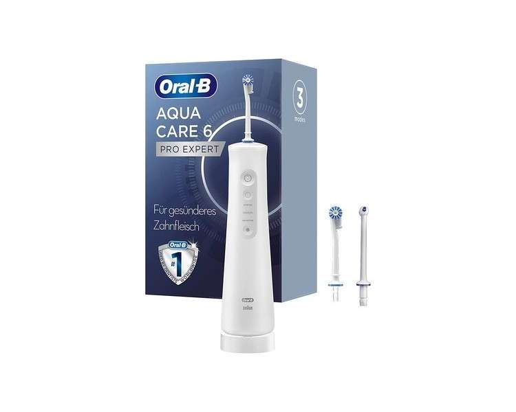 Oral-B AquaCare 6 Wireless Water Flosser with Oxyjet Technology and 3 Nozzles - White/Grey