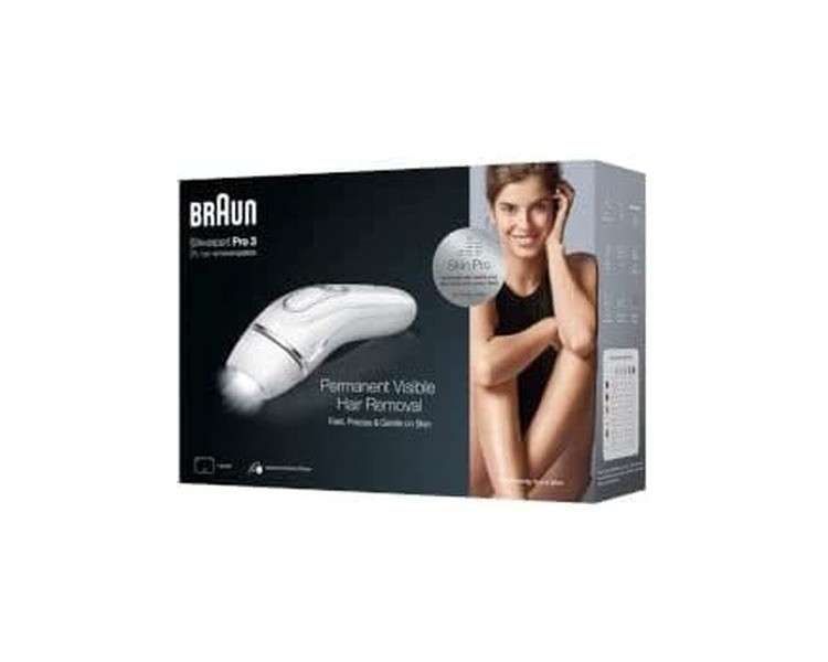 Braun Silk-Expert Pro 3 PL3020 IPL Hair Removal Device for Women White/Silver