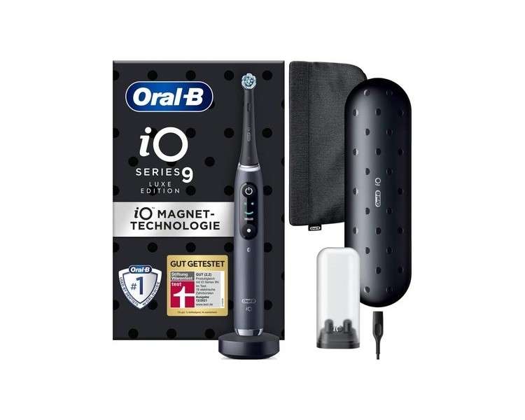 Oral-B iO Series 9 Luxe Edition Electric Toothbrush 7 Cleaning Modes Color Display Charging Travel Case & Beauty Bag Black Onyx