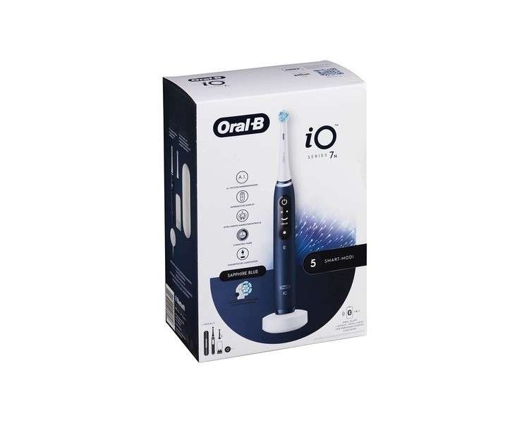 Oral-B iO Series 7 Electric Toothbrush 2 Toothbrushes 5 Brushing Modes for Dental Care Magnetic Technology Display and Travel Case Designed by Brown Sapphire Blue