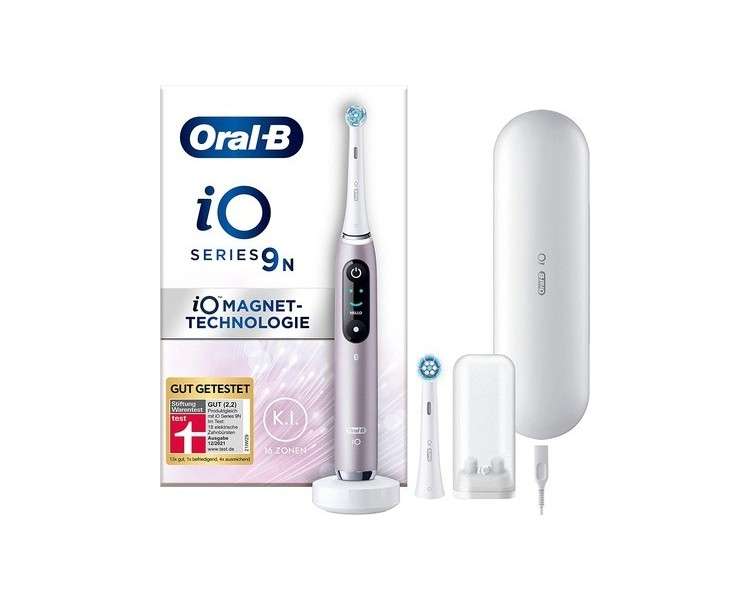 Oral-B iO Series 9 Electric Toothbrush with 2 Brush Heads 7 Cleaning Modes Magnet Technology and 3D Analysis Rose Quartz