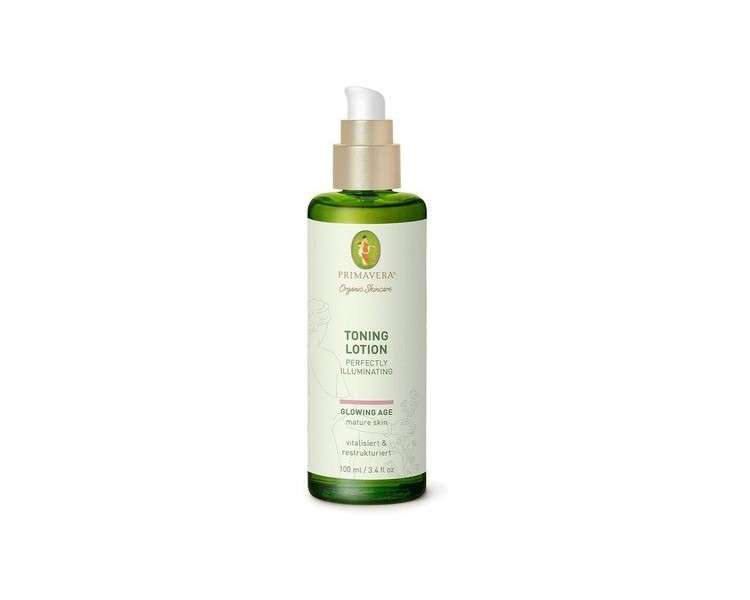 PRIMAVERA Perfectly Illuminating Toning Lotion 100ml - Vegan Natural Cosmetics for Mature and Demanding Skin - Vitalizes and Restructures Skin