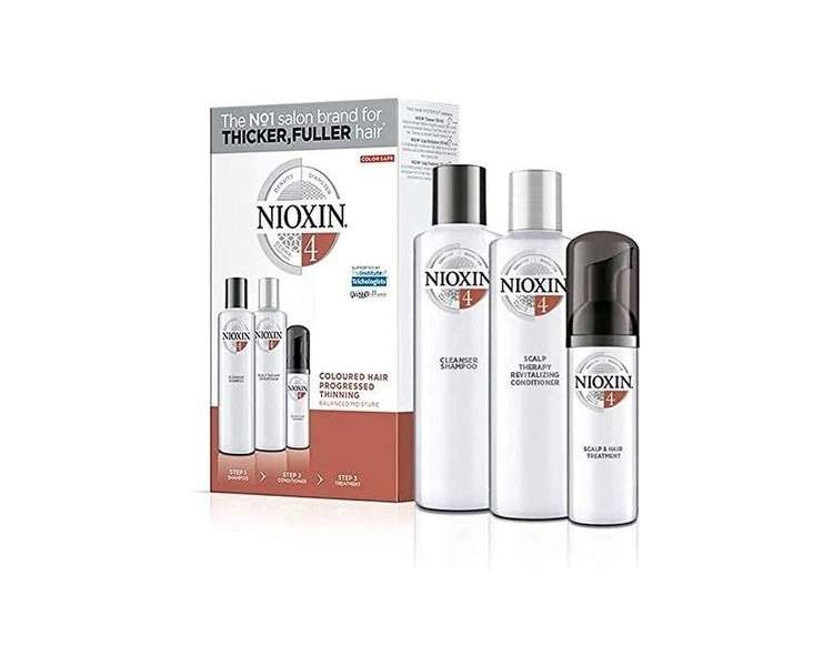 Nioxin 3-Step Kit System 4 Colored Hair and Scalp Care Treatment - Shampoo 150ml, Conditioner 150ml, Treatment 40ml